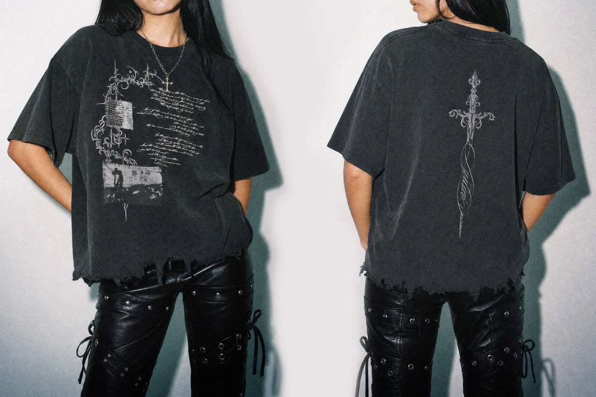 Editorial wide banner of layered anime-inspired streetwear styled for a gift guide