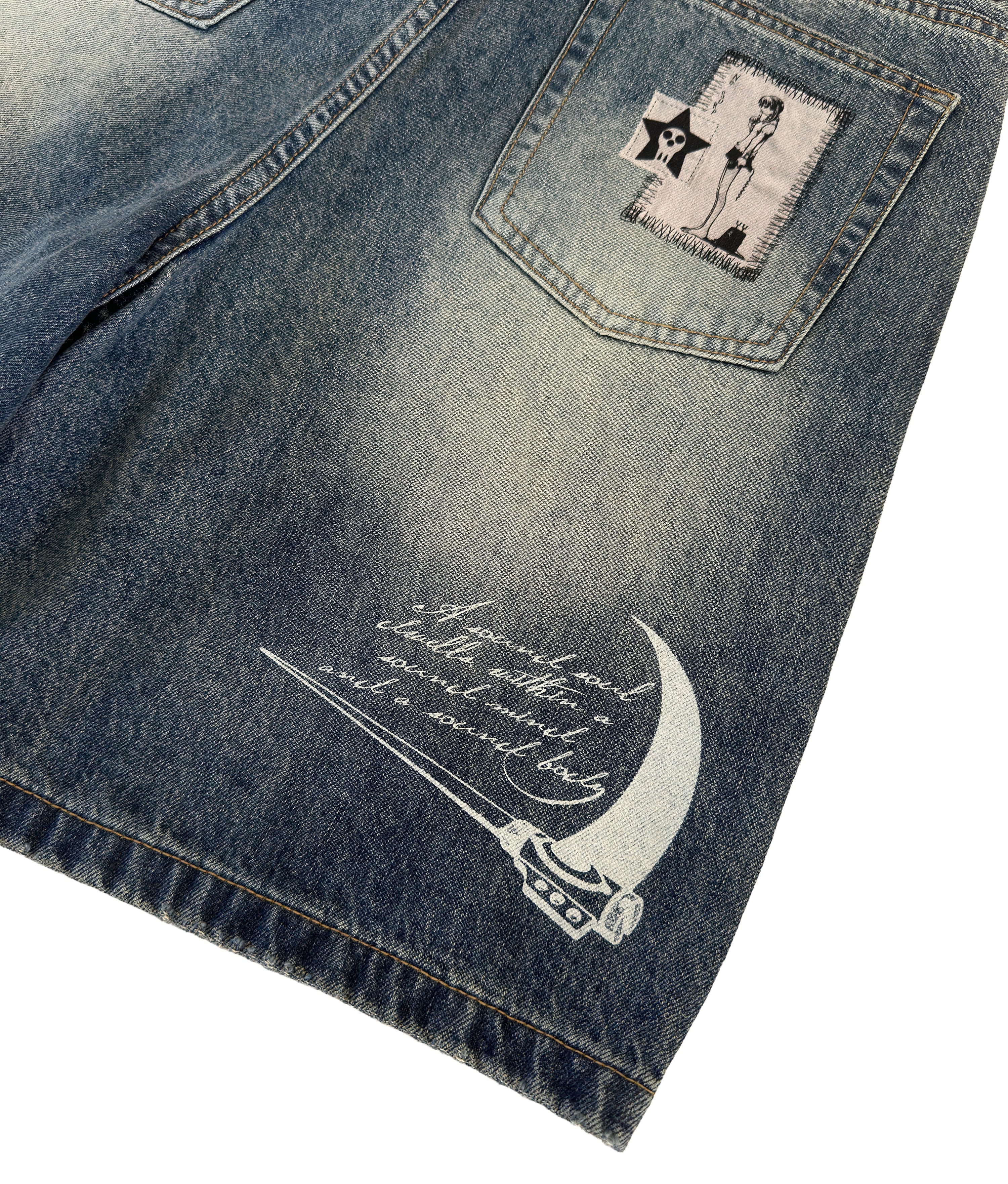 MIND UR SOUL DENIM SHORTS