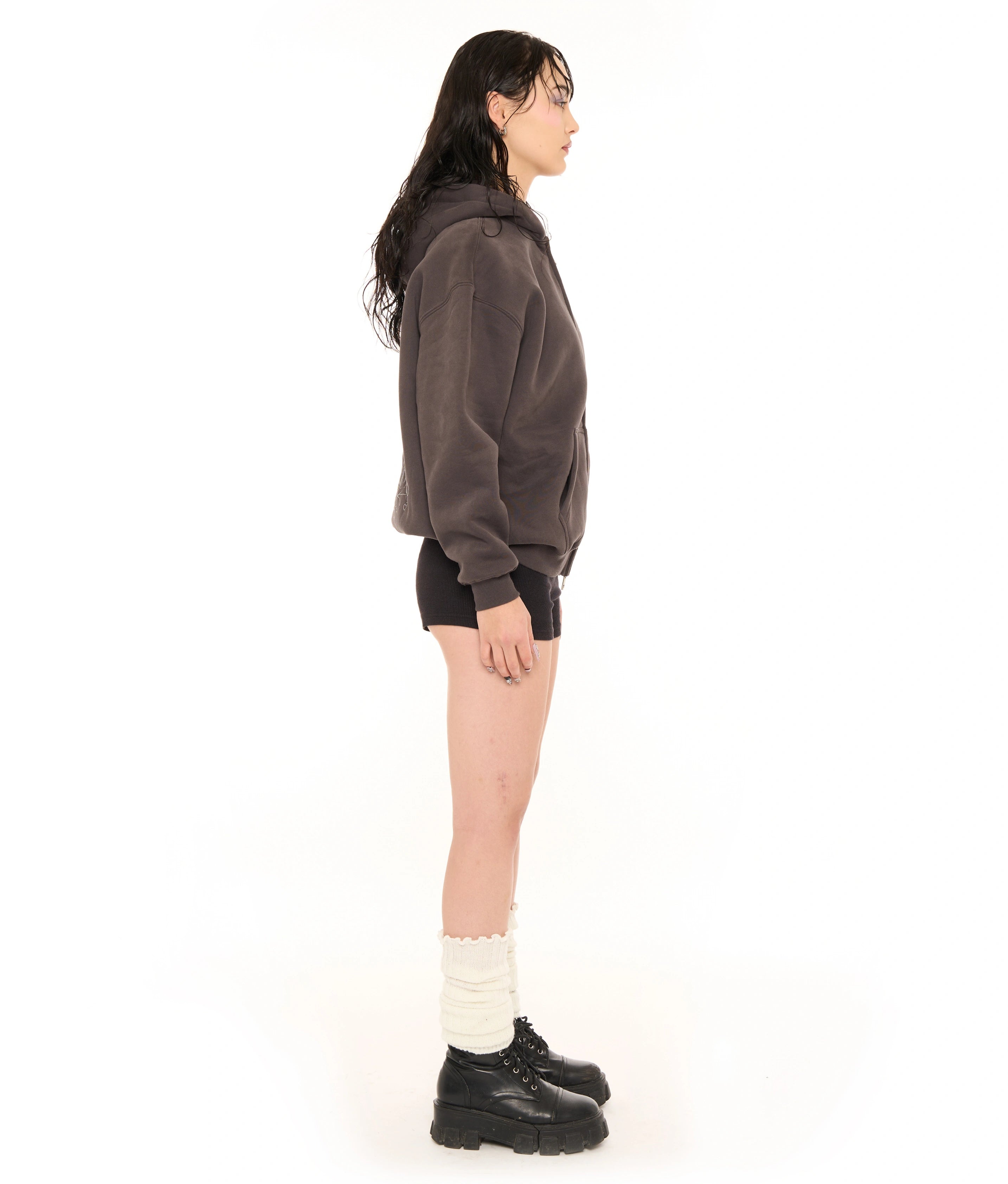 WHITE ROSES ZIP UP HOODIE