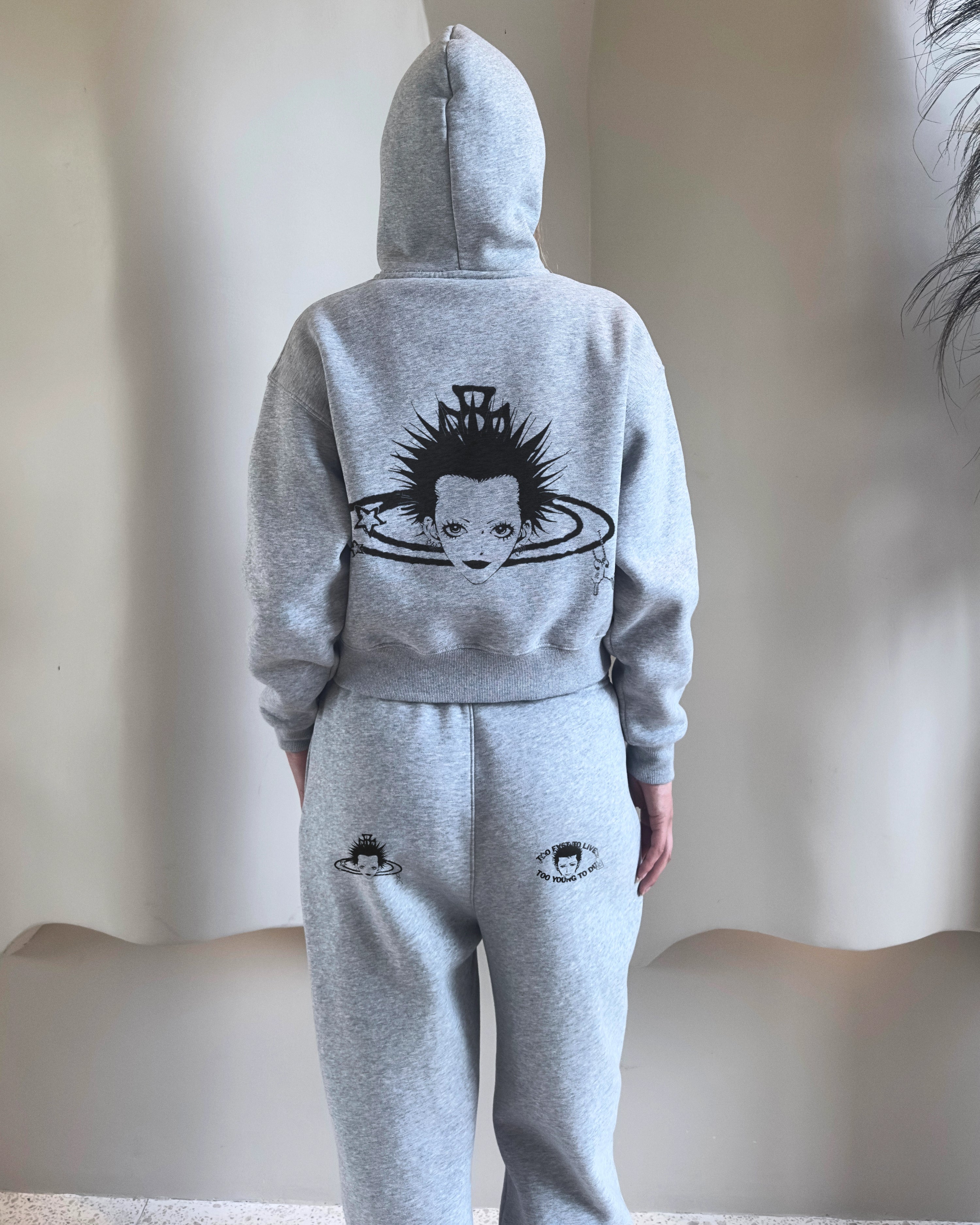 OSAKI-ORB CROPPED ZIP UP HOODIE