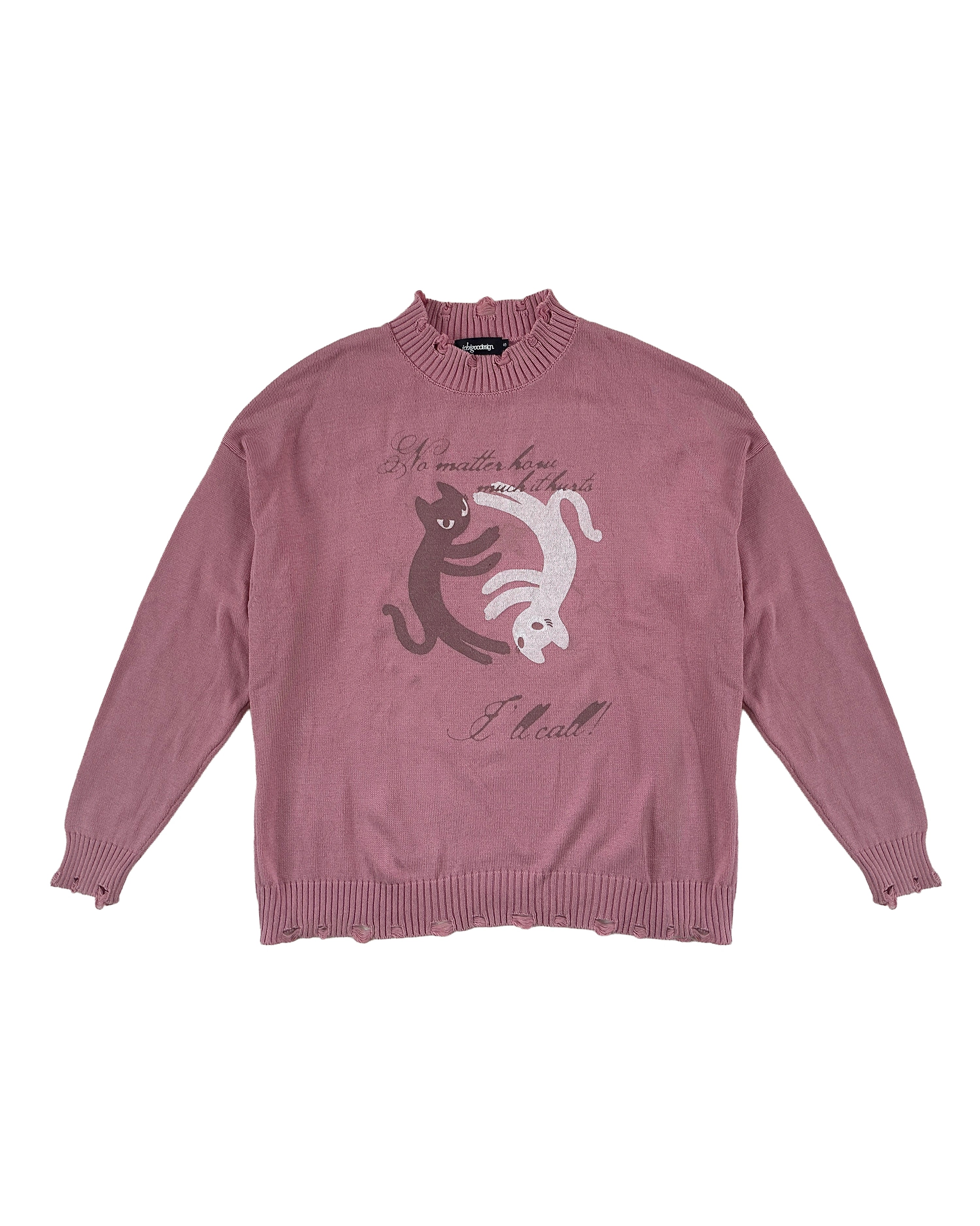 I'LL CALL! DISTRESSED SWEATER