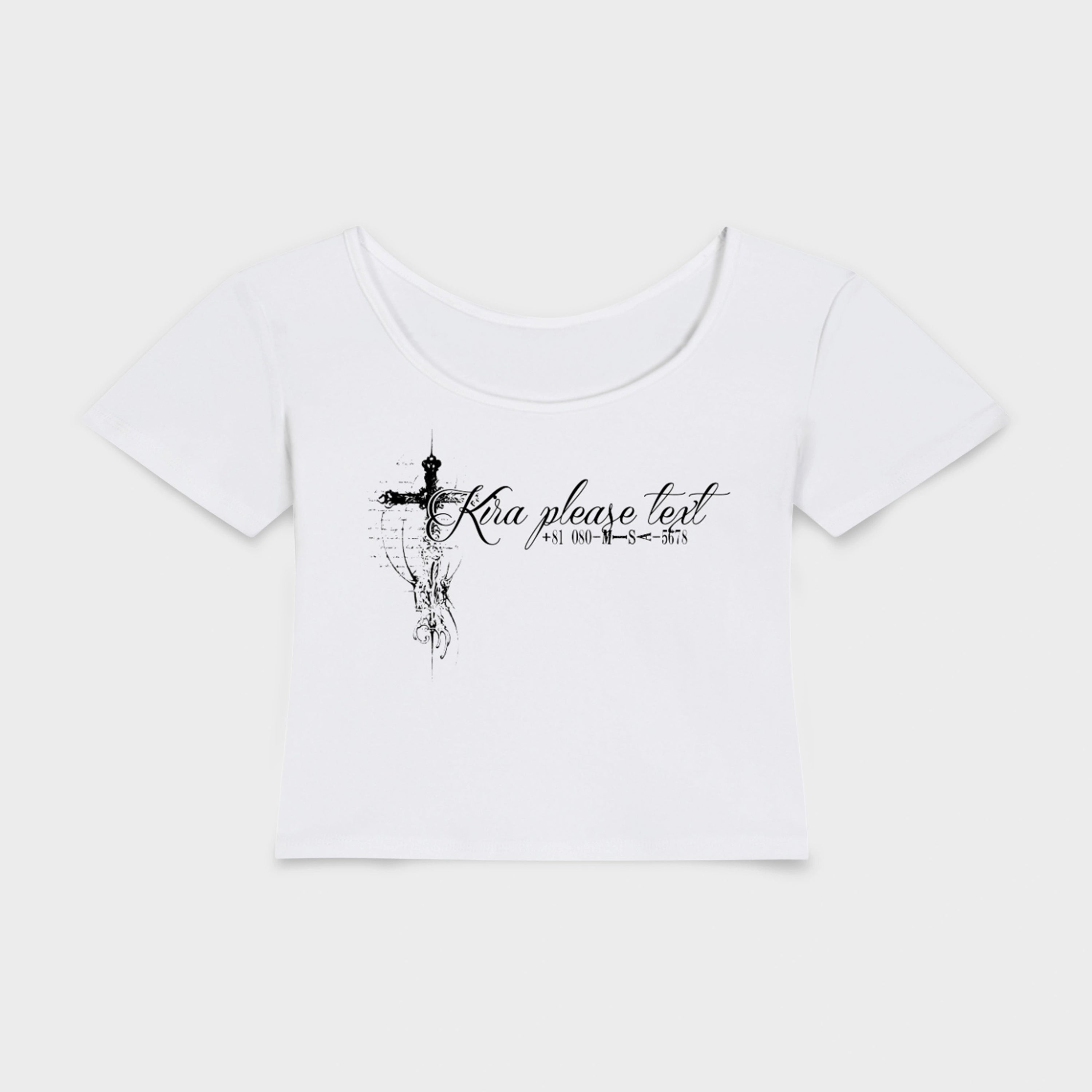 KIRA, TEXT ME! CROP TEE - ICHIGOODESIGN