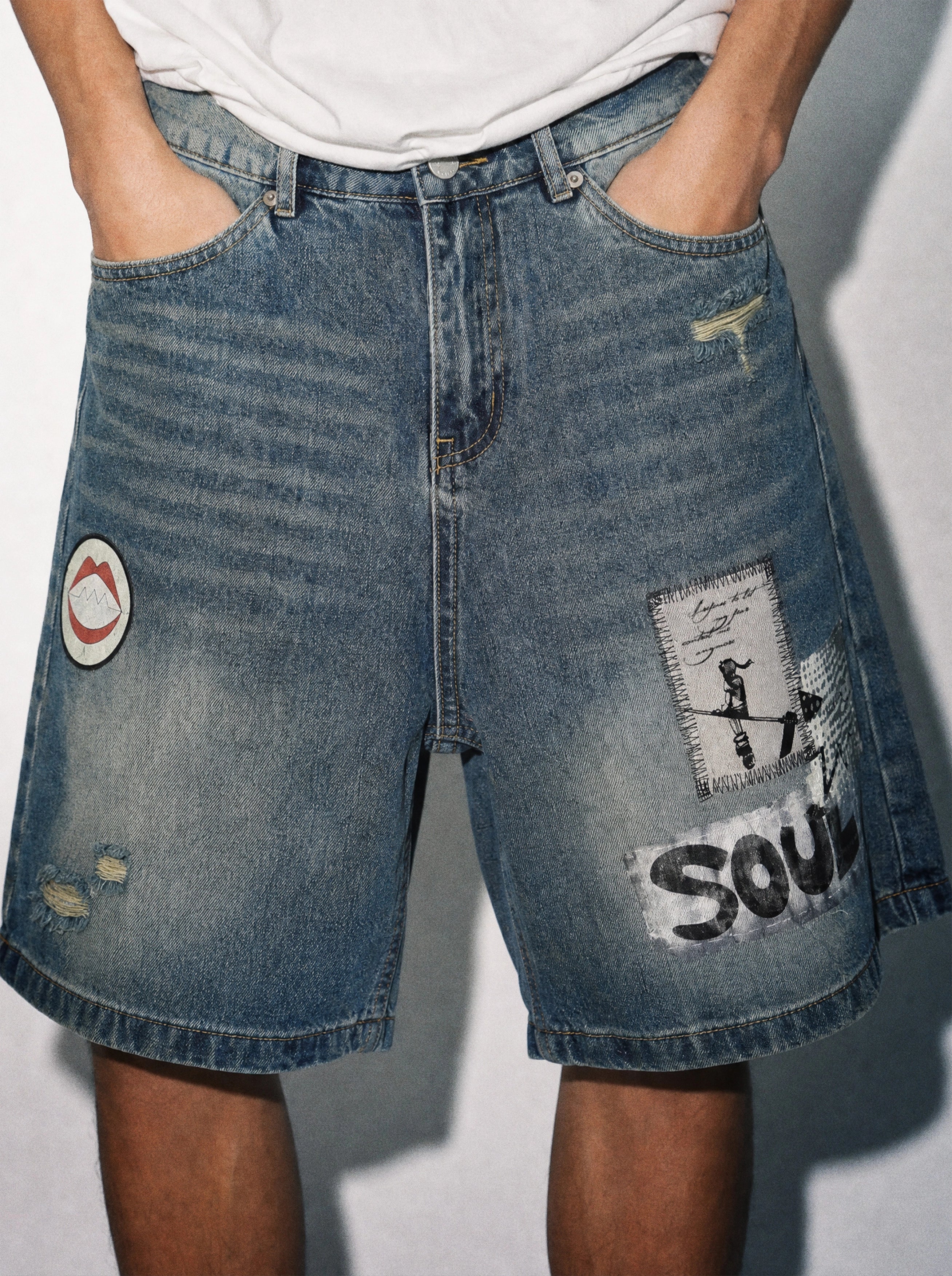 MIND UR SOUL DENIM SHORTS