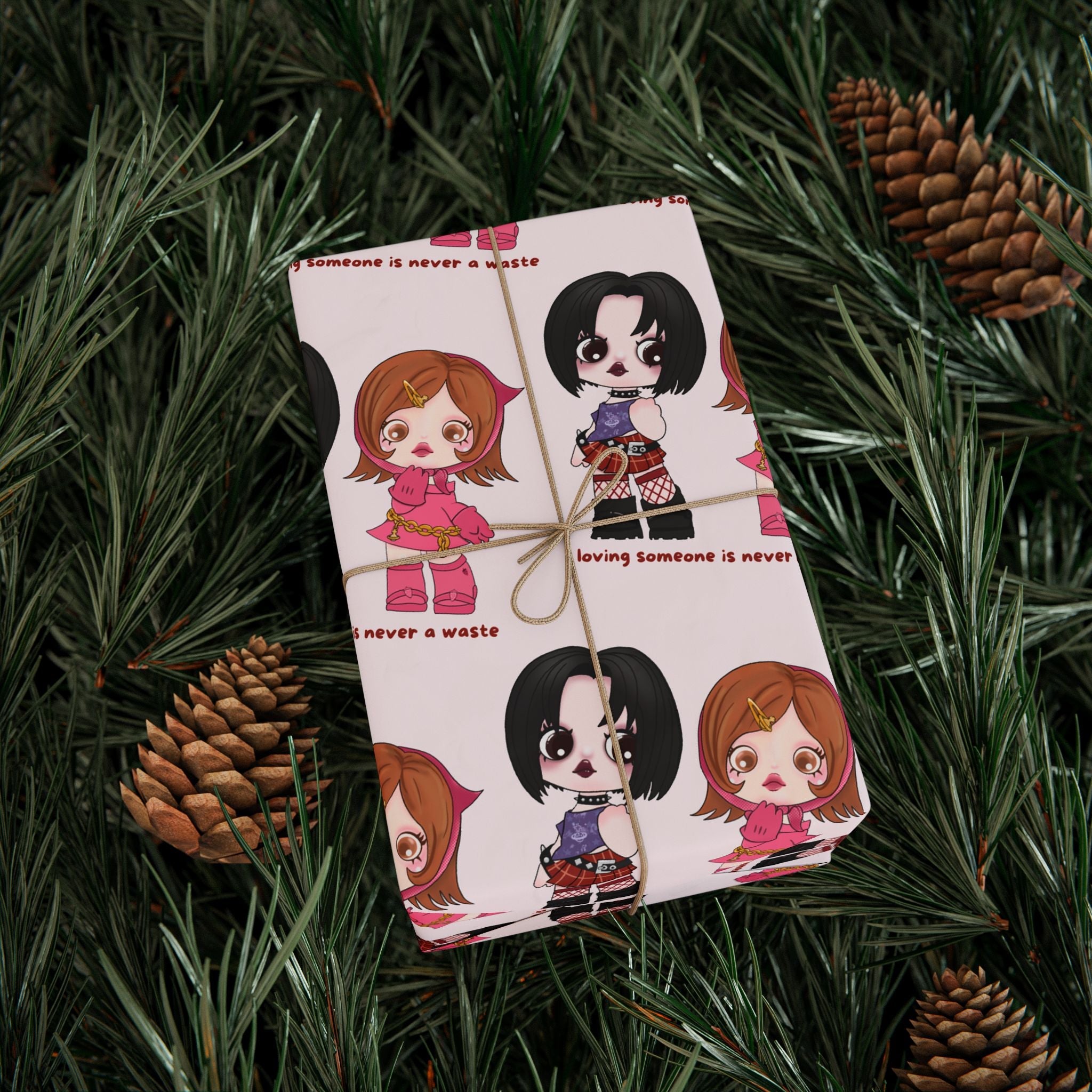 NANA AND HACHI DOLLS WRAPPING PAPER - ICHIGOODESIGN