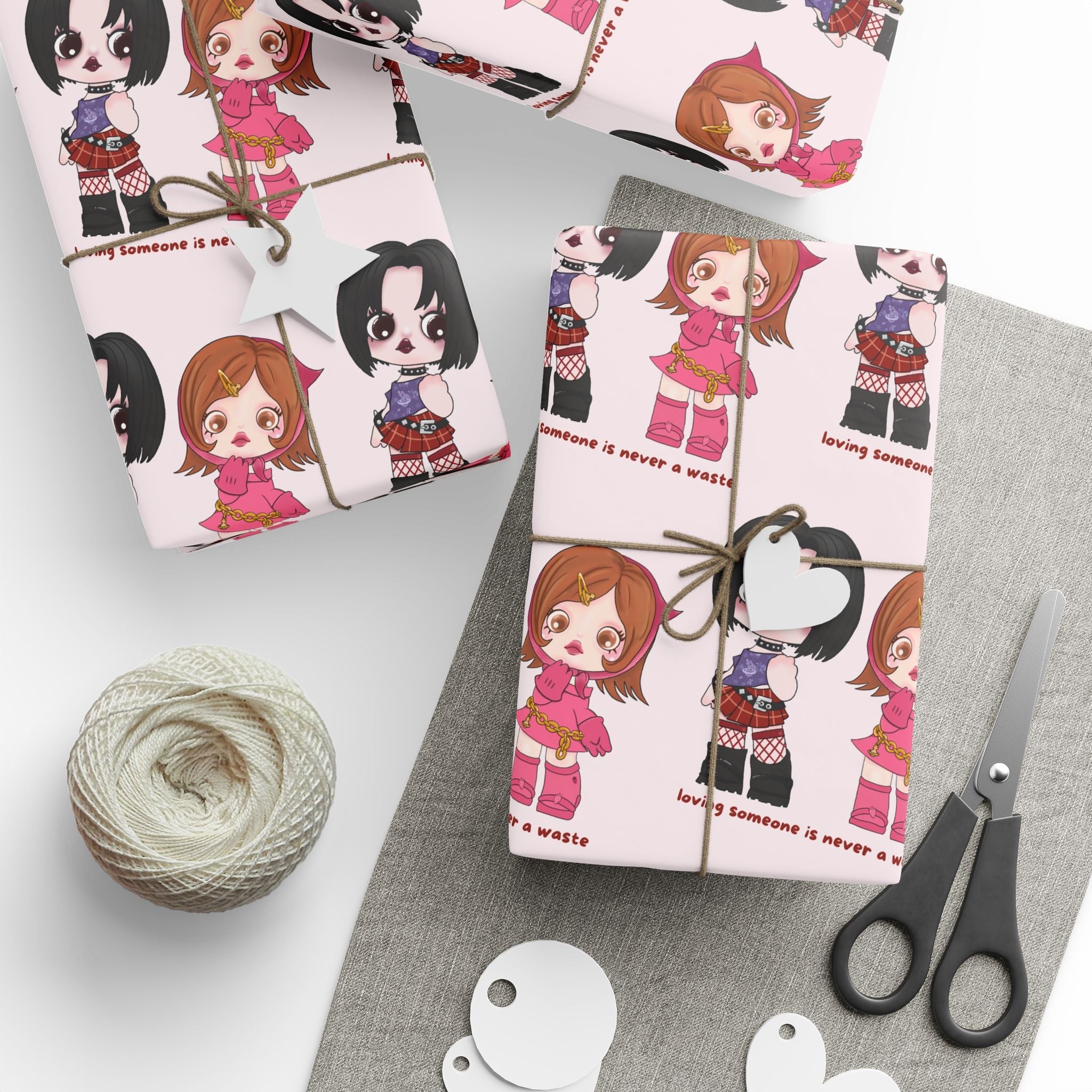 NANA AND HACHI DOLLS WRAPPING PAPER - ICHIGOODESIGN