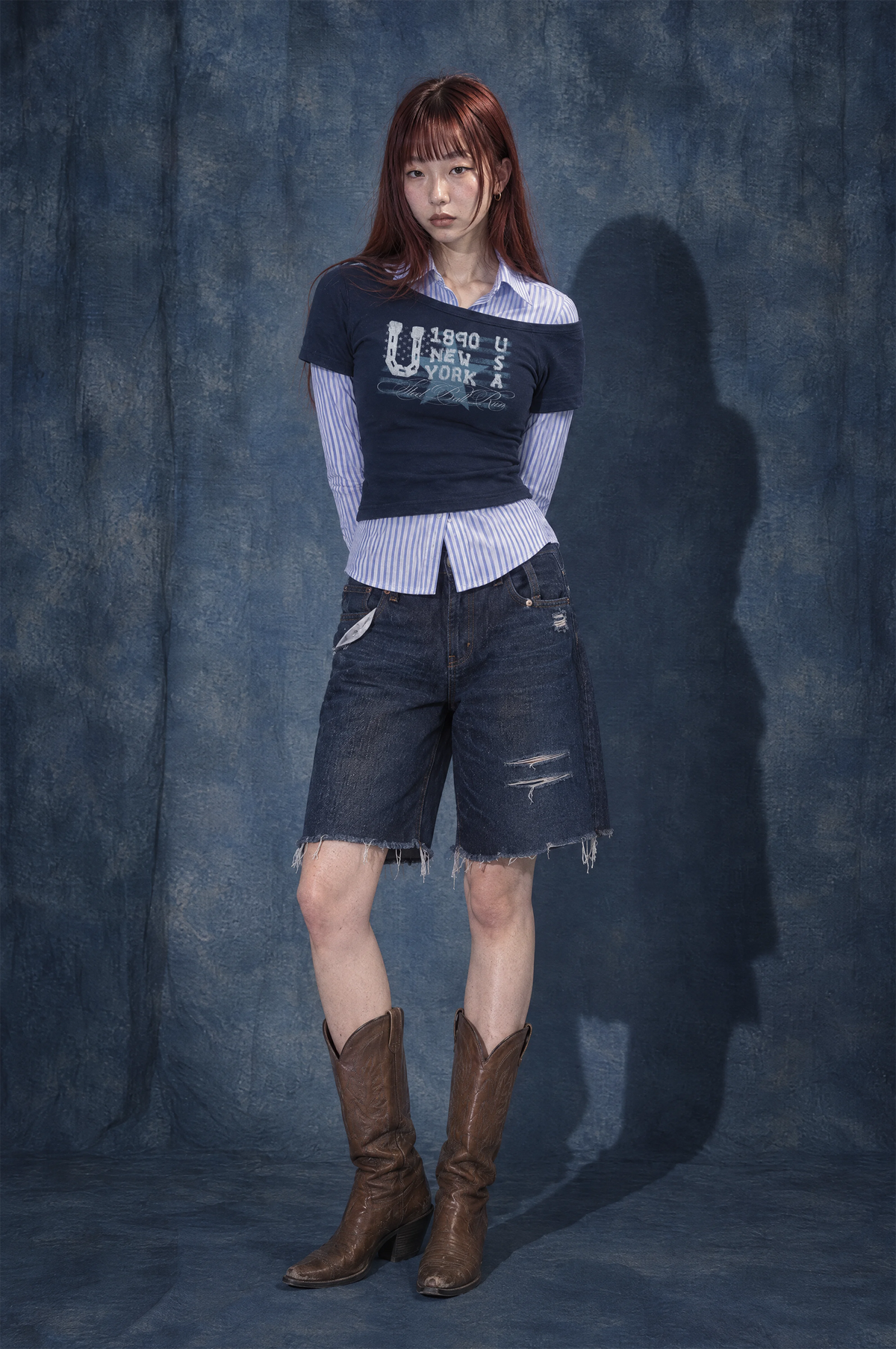 PATRIOT OFF SHOULDER CROPPED TEE