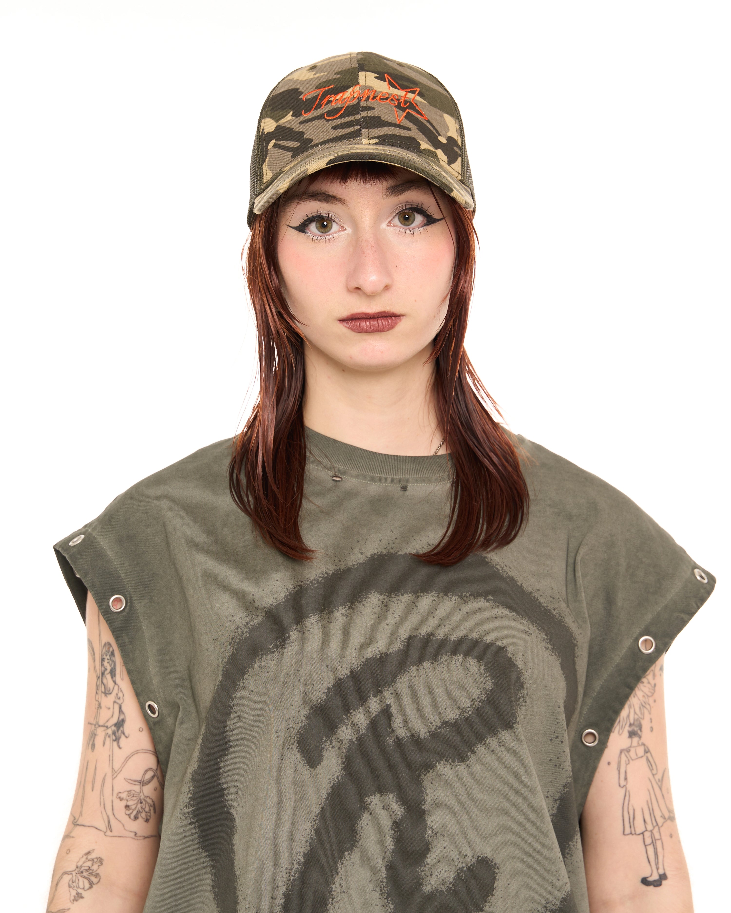 TRAPPED IN CAMO TRUCKER HAT
